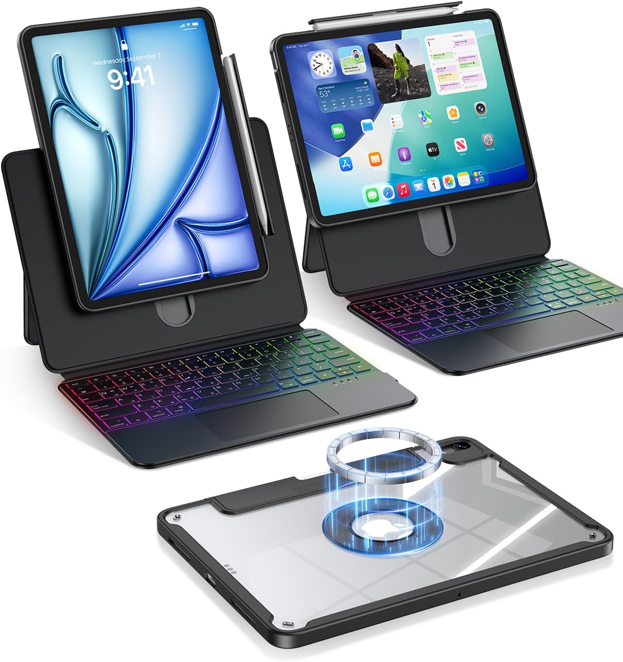 360° Rotatable iPad Keyboard Case Black