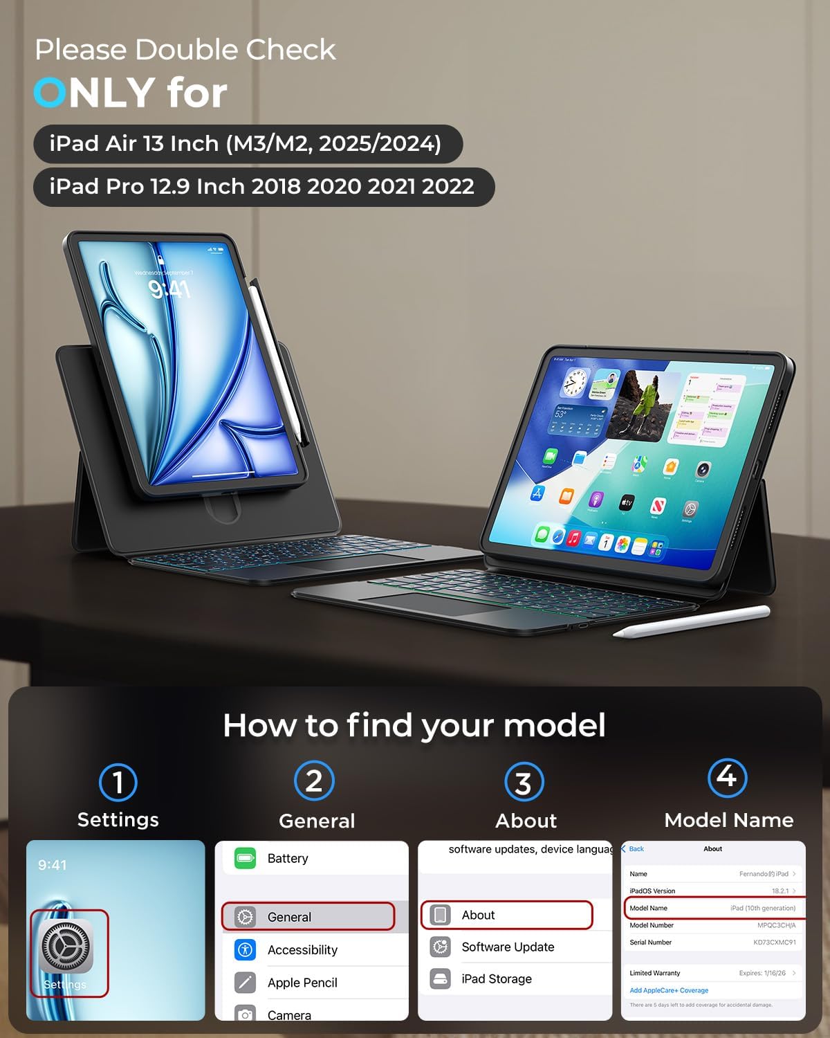 360° Rotatable iPad Keyboard Case Black