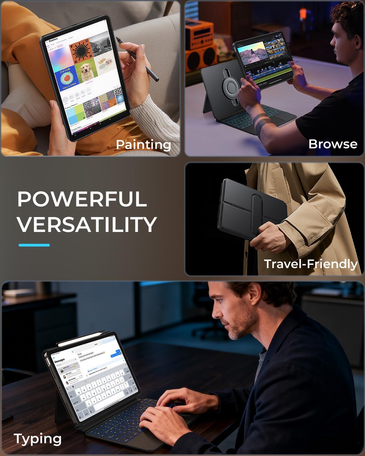 360° Rotatable iPad Keyboard Case Black