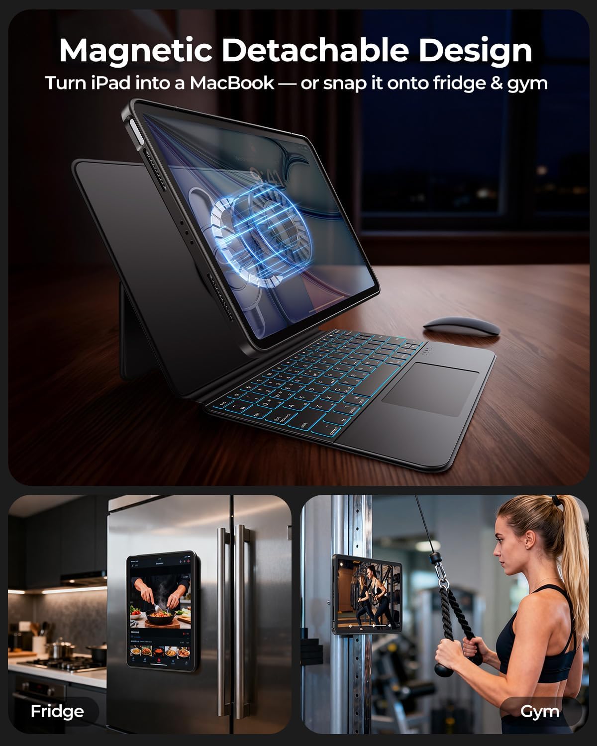 360° Rotatable iPad Keyboard Case Black