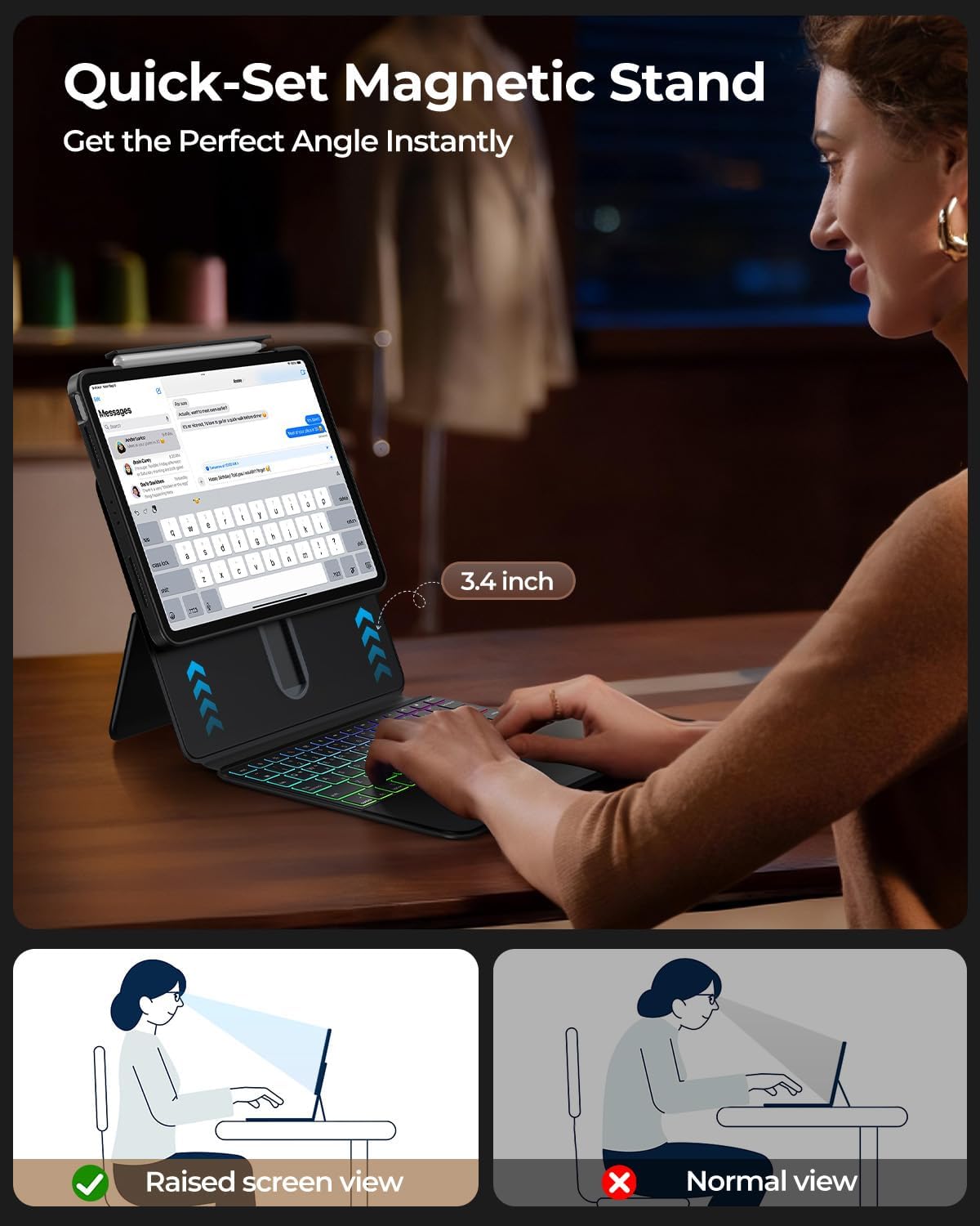 360° Rotatable iPad Keyboard Case Black