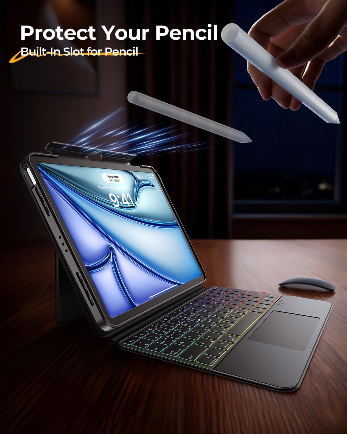 360° Rotatable iPad Keyboard Case Black