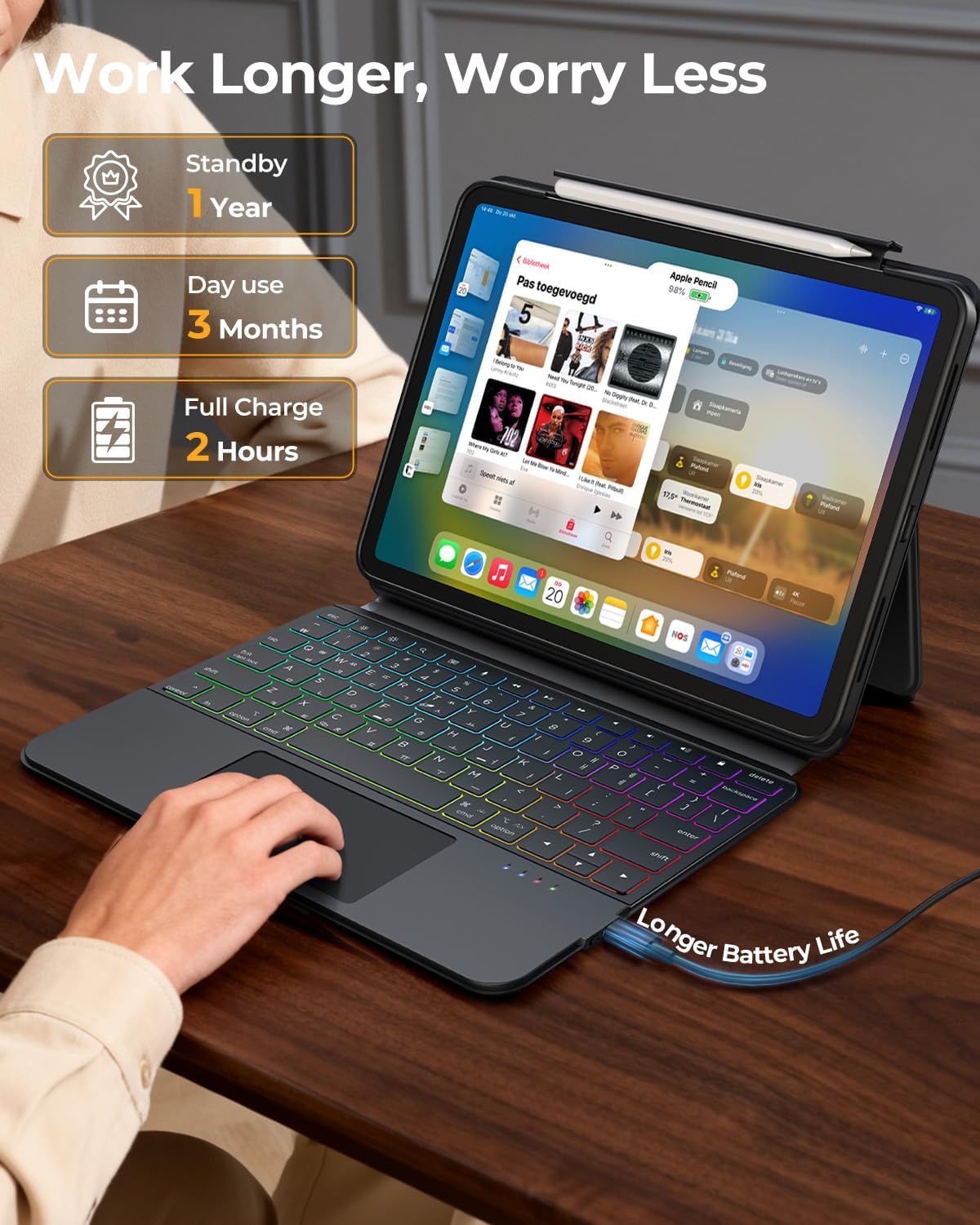 360° Rotatable iPad Keyboard Case Black