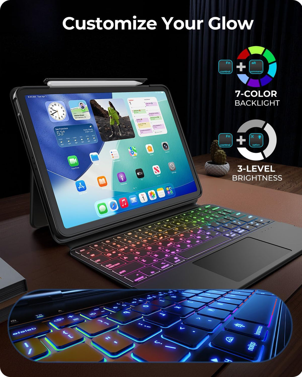 360° Rotatable iPad Keyboard Case Black