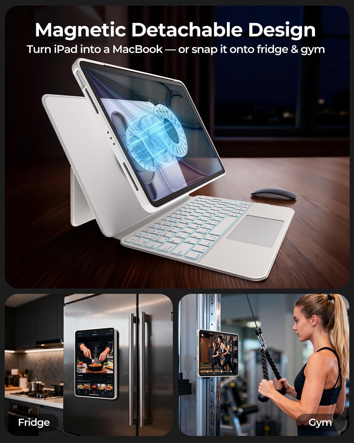 360° Rotatable iPad Keyboard Case White