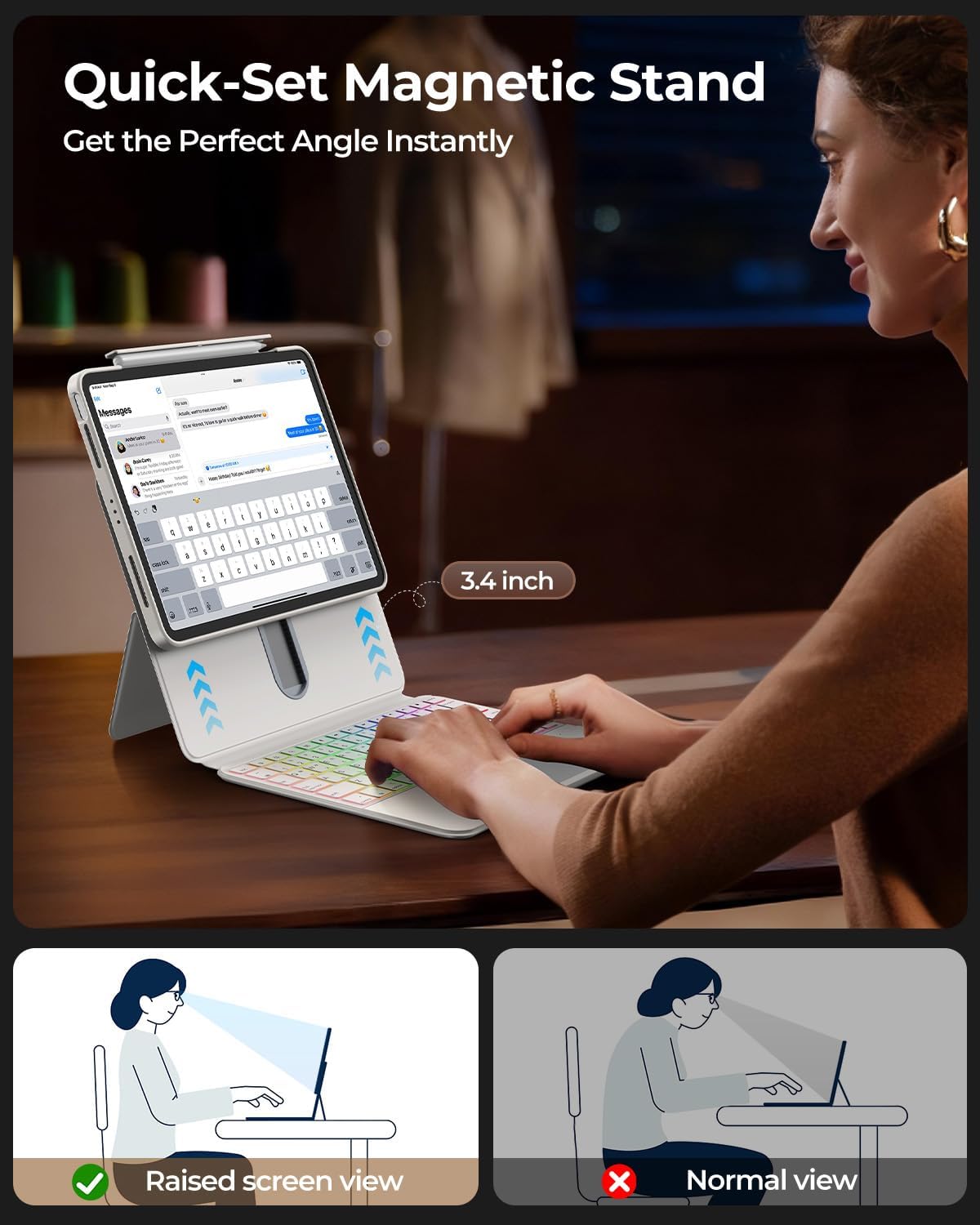 360° Rotatable iPad Keyboard Case White