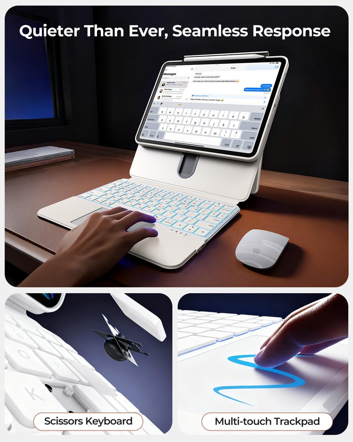 360° Rotatable iPad Keyboard Case White