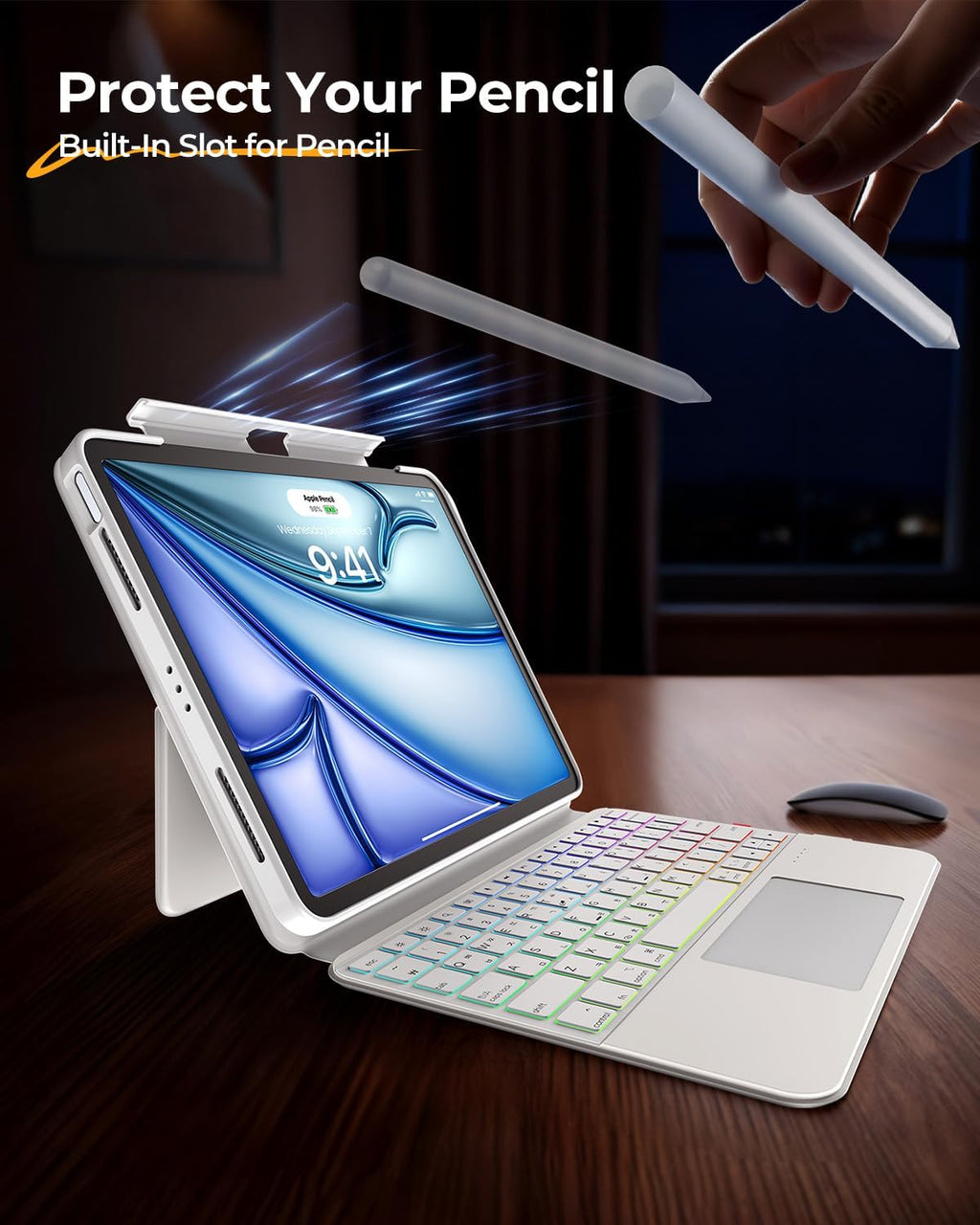 360° Rotatable iPad Keyboard Case White