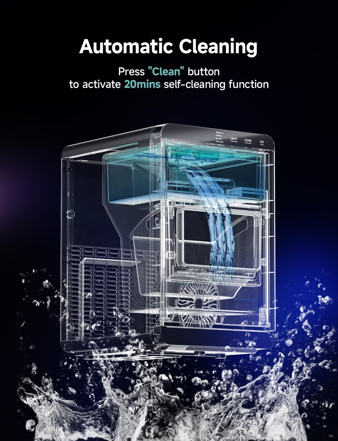 Countertop Nugget Ice Maker, 40Lbs/24H Self-Cleaning Pebble Pellet Ice Machine with Ice Scoop and Basket, Ideal for Home Kitchen Office