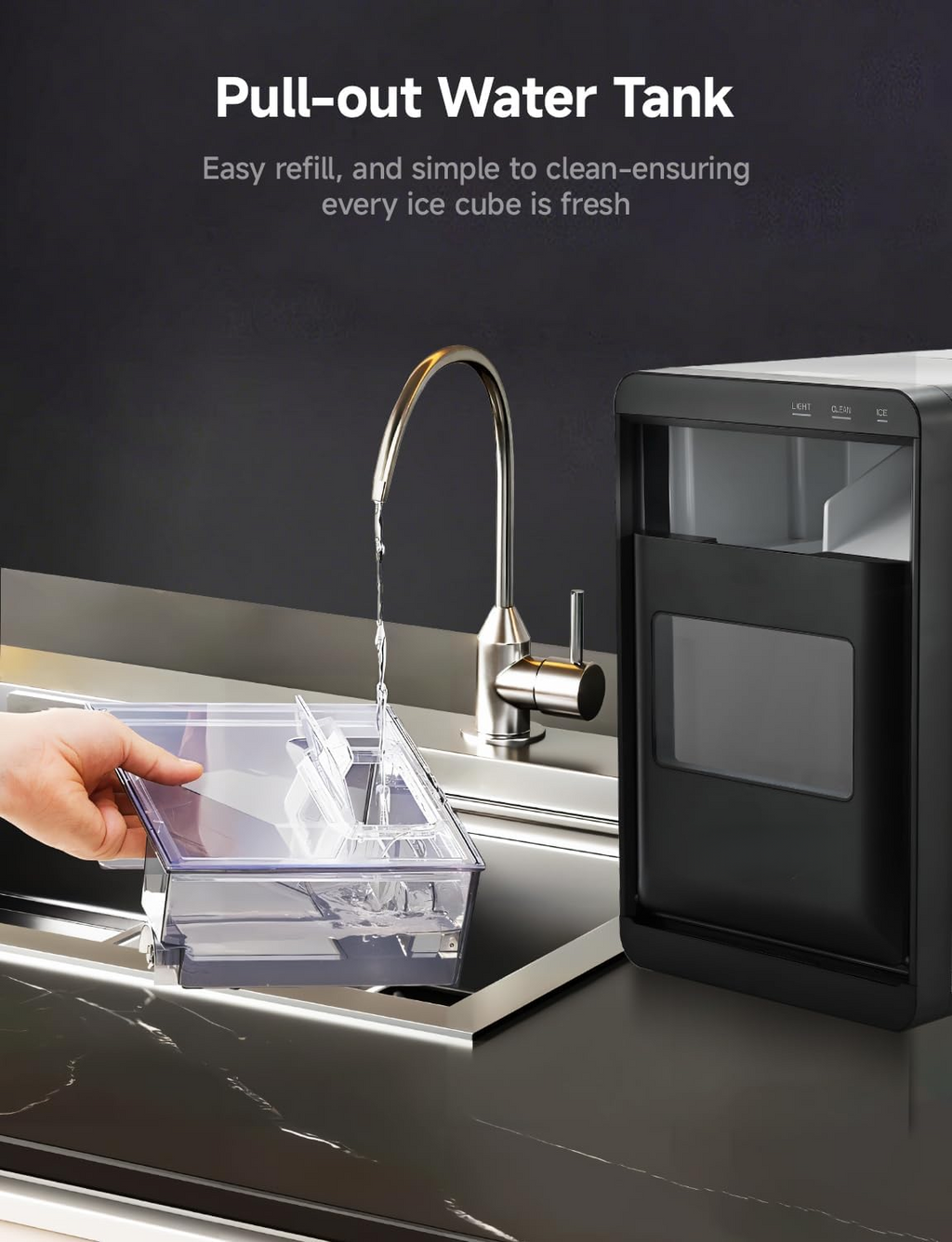 Countertop Nugget Ice Maker, 40Lbs/24H Self-Cleaning Pebble Pellet Ice Machine with Ice Scoop and Basket, Ideal for Home Kitchen Office