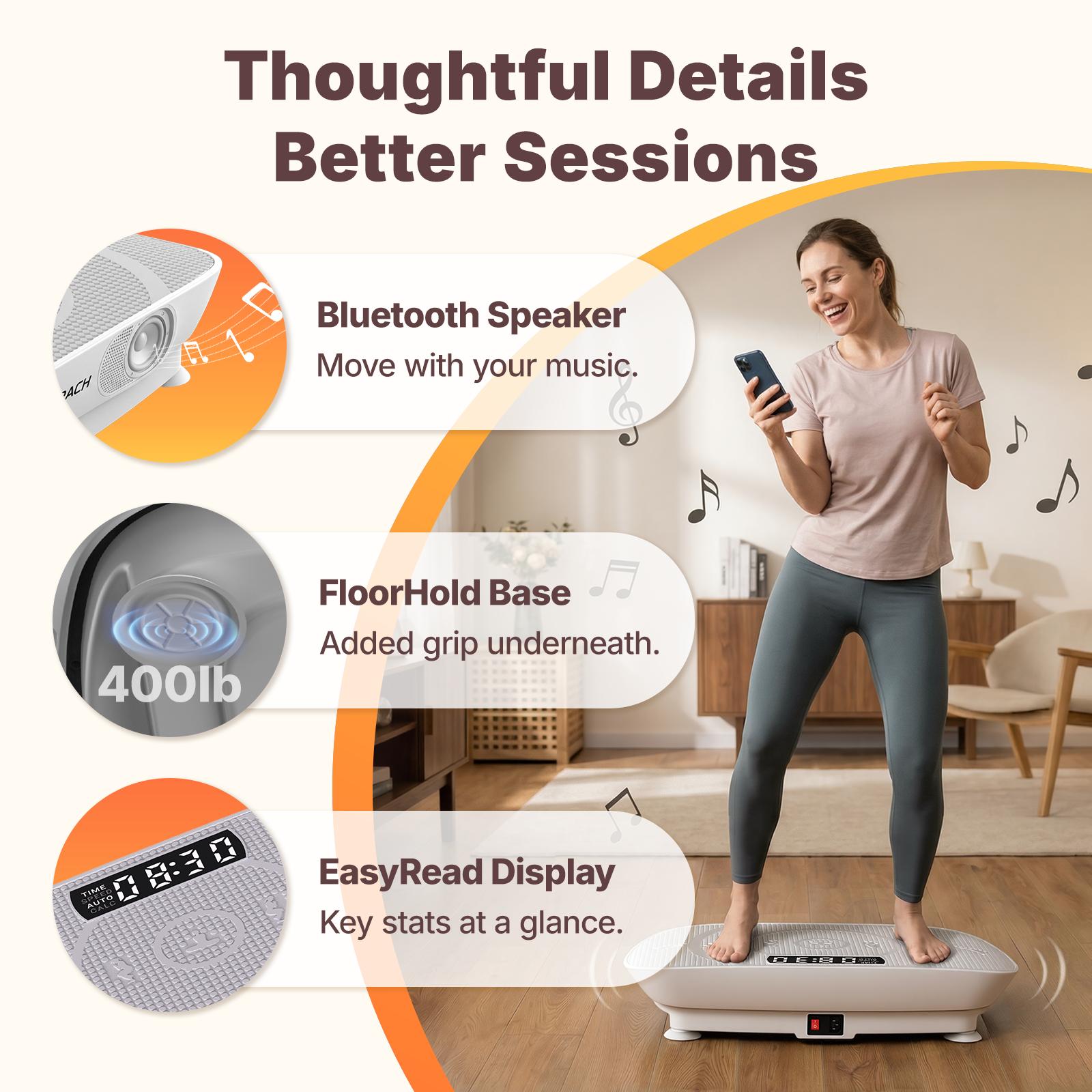 Low Impact Vibration Plate | 400LBS Capacity Home Full Body Workout