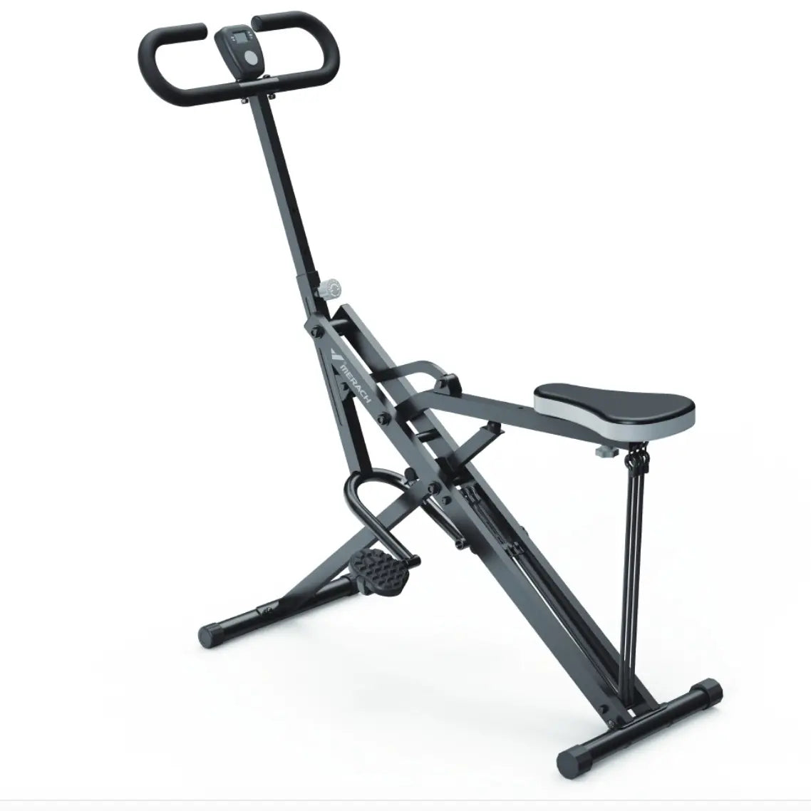 350LBS Capacity 2-in-1 Squat Rowing Machine With LCD Monitor Home Fitness Gear