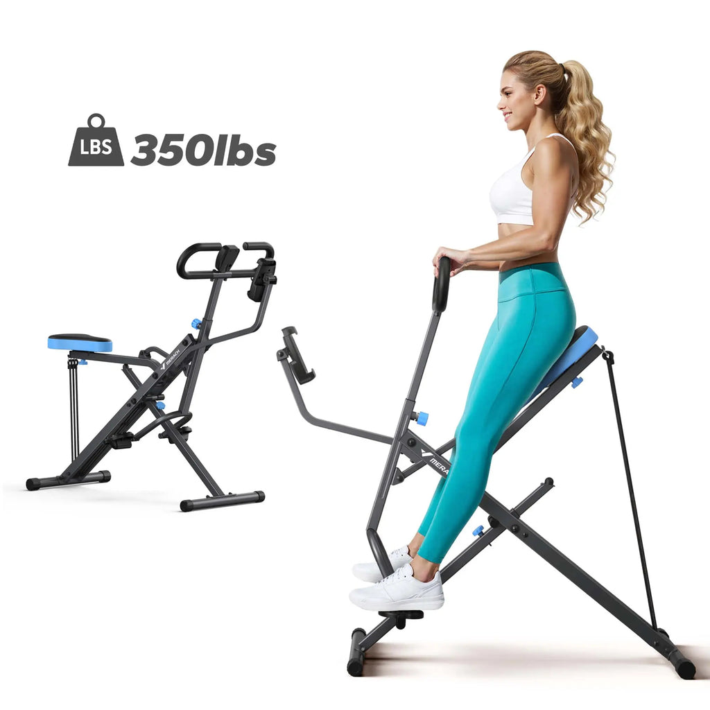 350LBS Capacity 2-in-1 Squat Rowing Machine With LCD Monitor Home Fitness Gear