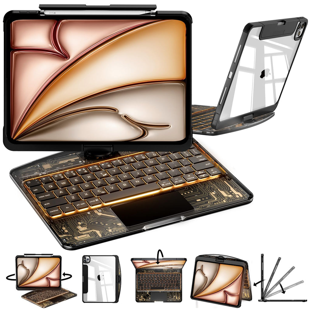 Pink 360° Transparent iPad Keyboard Case