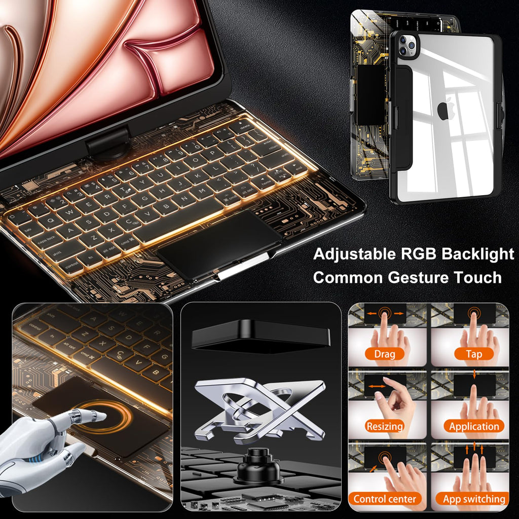 Black 360° Transparent iPad Keyboard Case