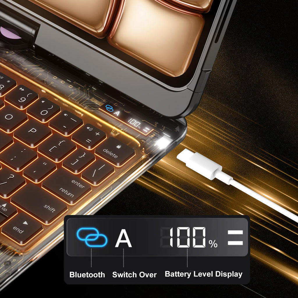 Black 360° Transparent iPad Keyboard Case
