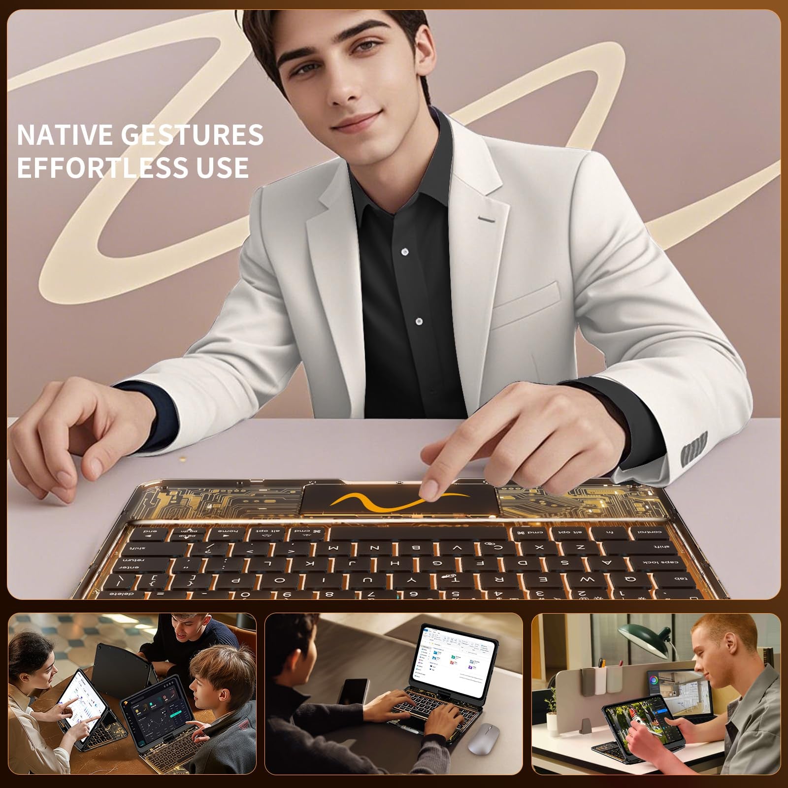 Black 360° Transparent iPad Keyboard Case
