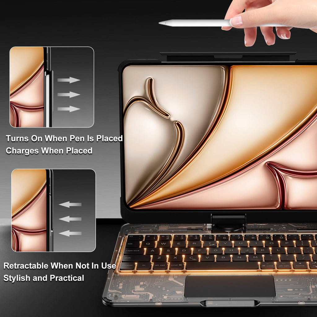 Black 360° Transparent iPad Keyboard Case
