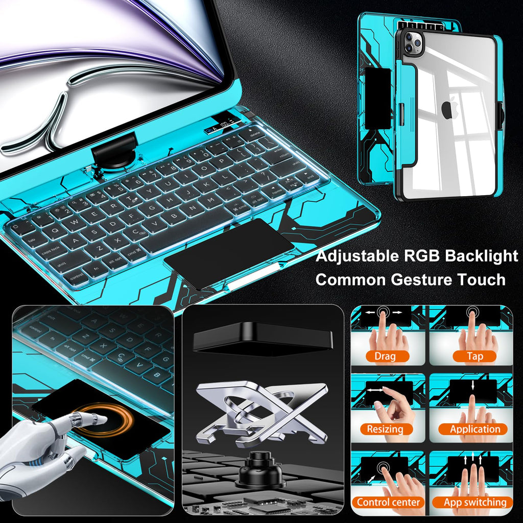 Blue 360° Transparent iPad Keyboard Case
