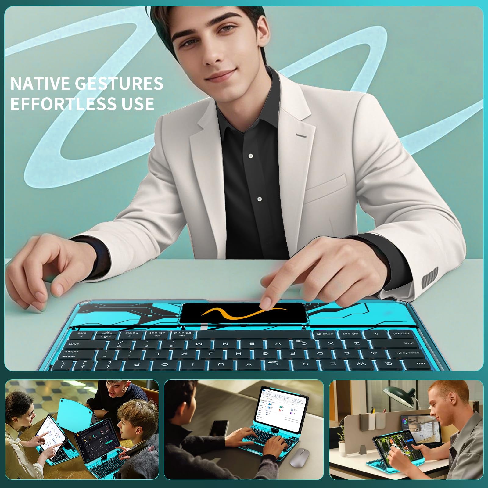 Blue 360° Transparent iPad Keyboard Case