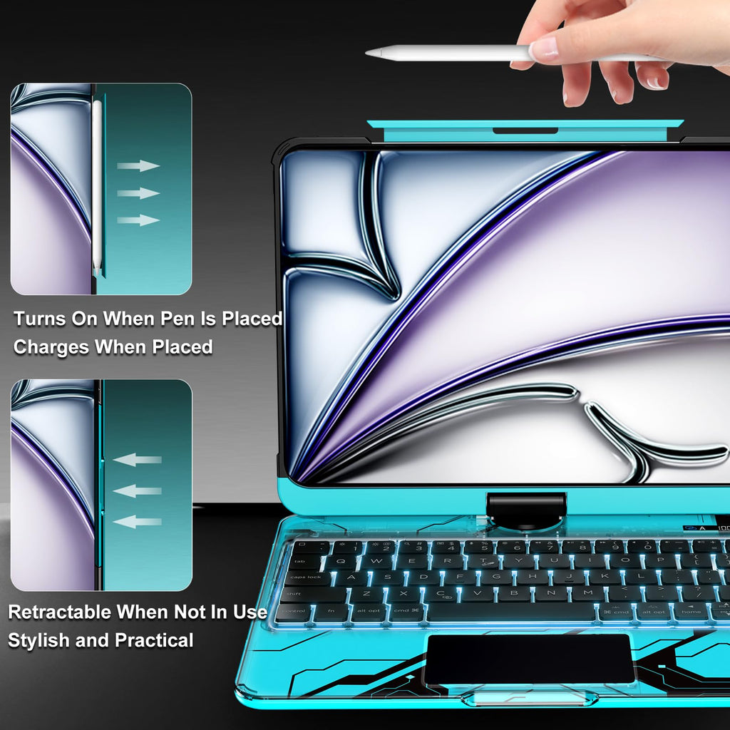 Blue 360° Transparent iPad Keyboard Case