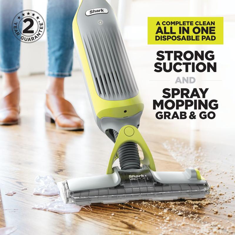 2-in-1 Cordless Hard Floor Vacuum and Spray Mop | Quick and Lightweight | Wipes Away Messes | with 6x Disposable Pad Refills and Multi-Surface Floor Cleaner