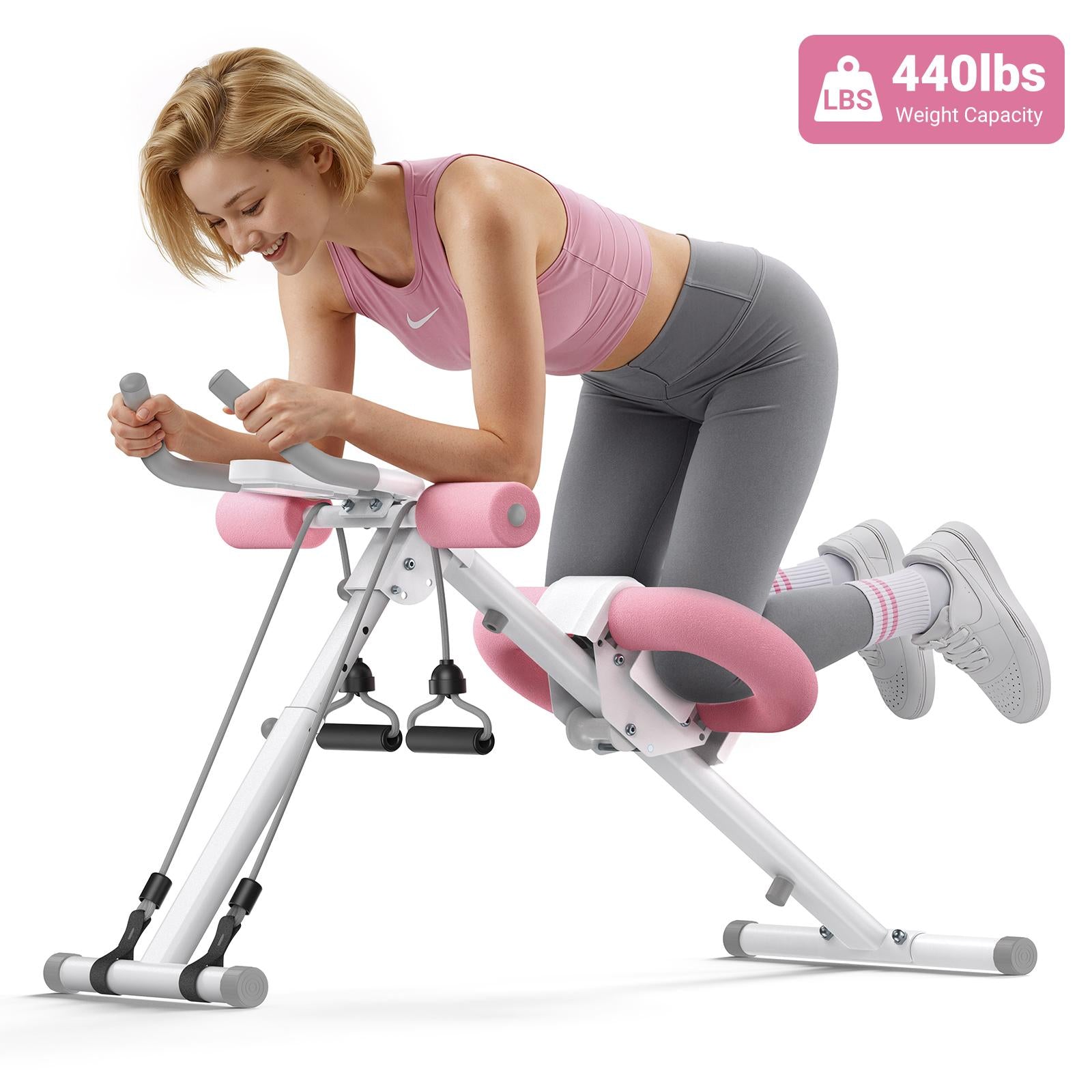 Foldable Ab Trainer with LCD Monitor, 10-Level Resistance