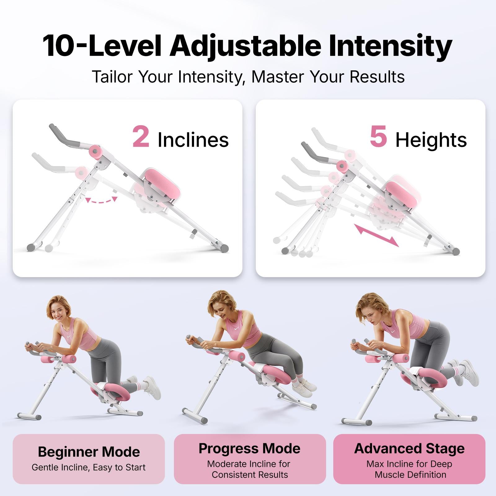 Foldable Ab Trainer with LCD Monitor, 10-Level Resistance