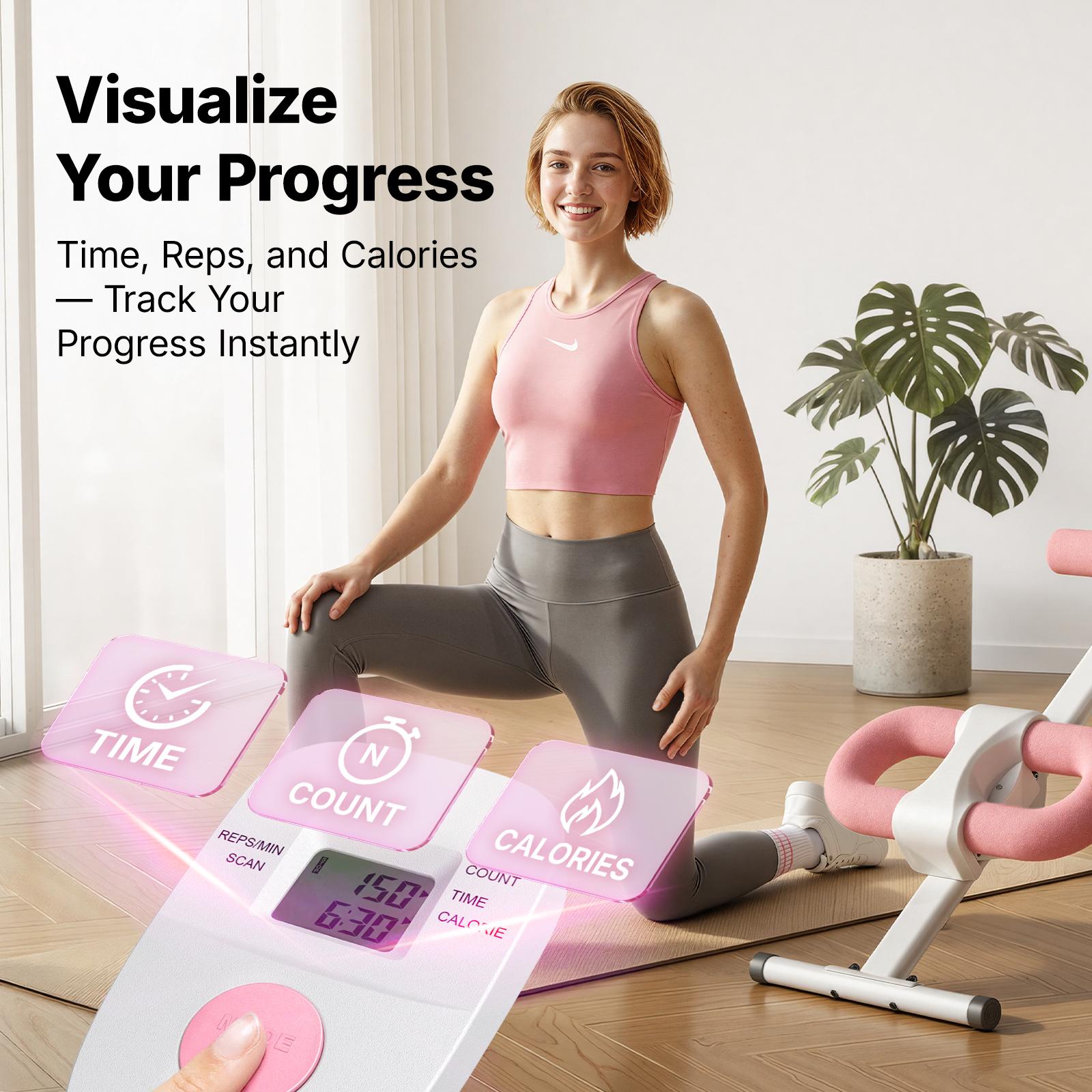 Foldable Ab Trainer with LCD Monitor, 10-Level Resistance