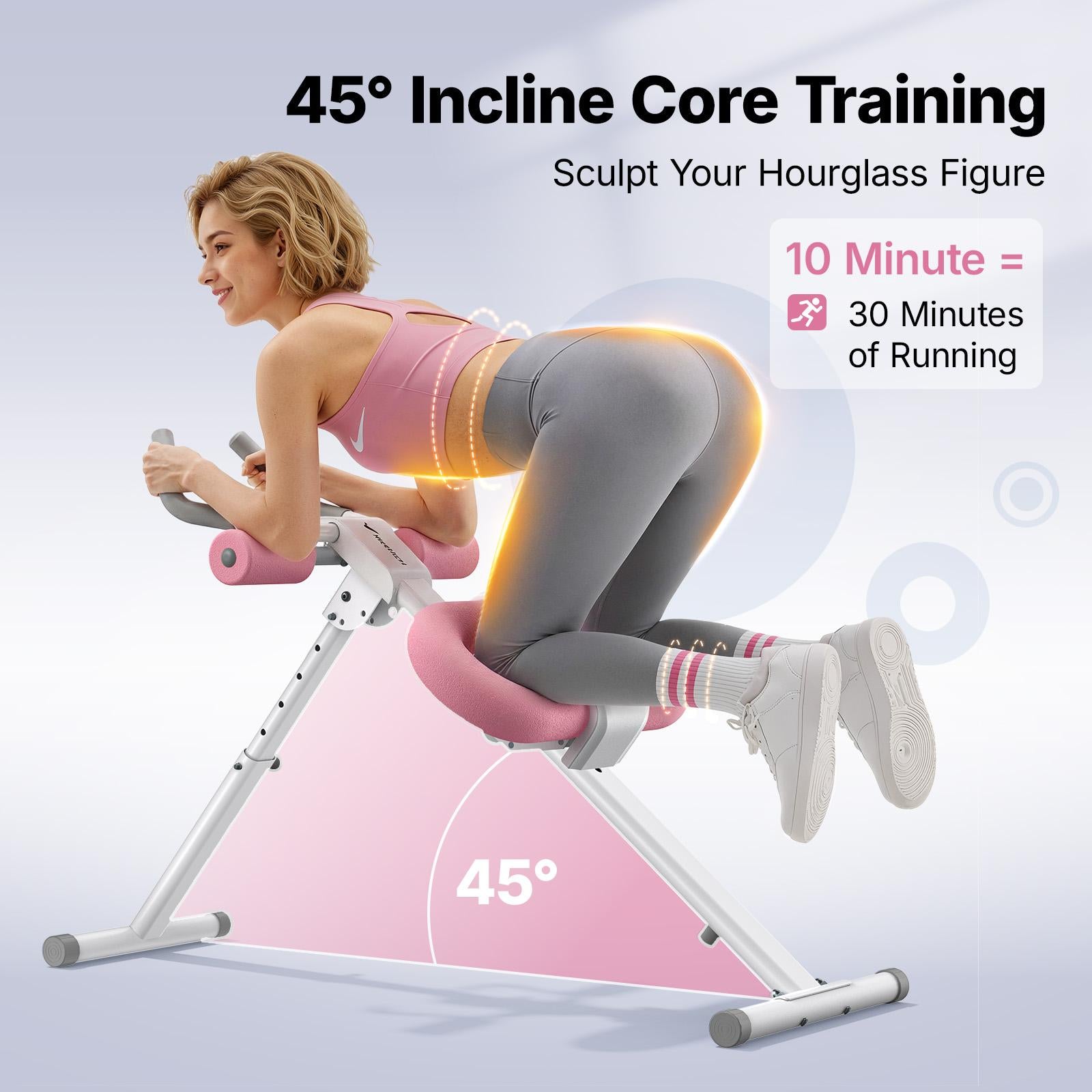 Foldable Ab Trainer with LCD Monitor, 10-Level Resistance