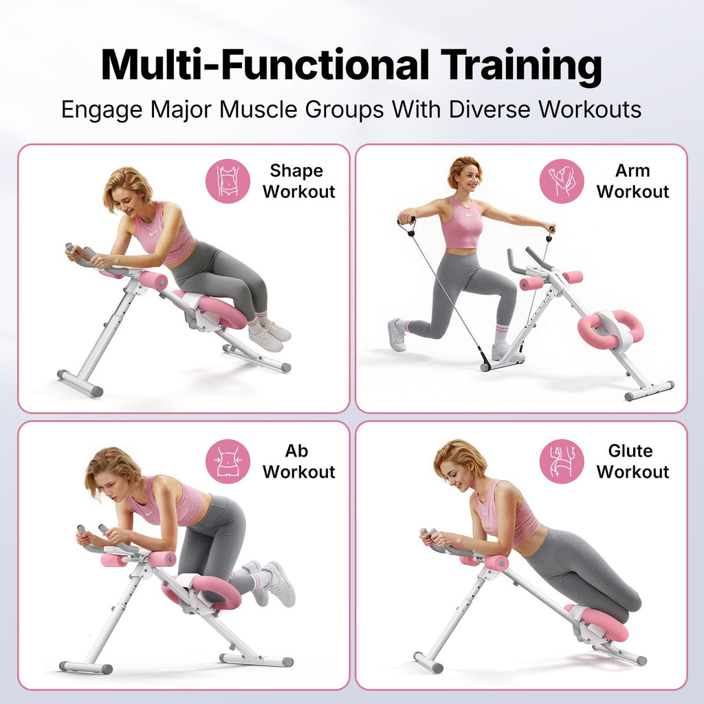 Foldable Ab Trainer with LCD Monitor, 10-Level Resistance