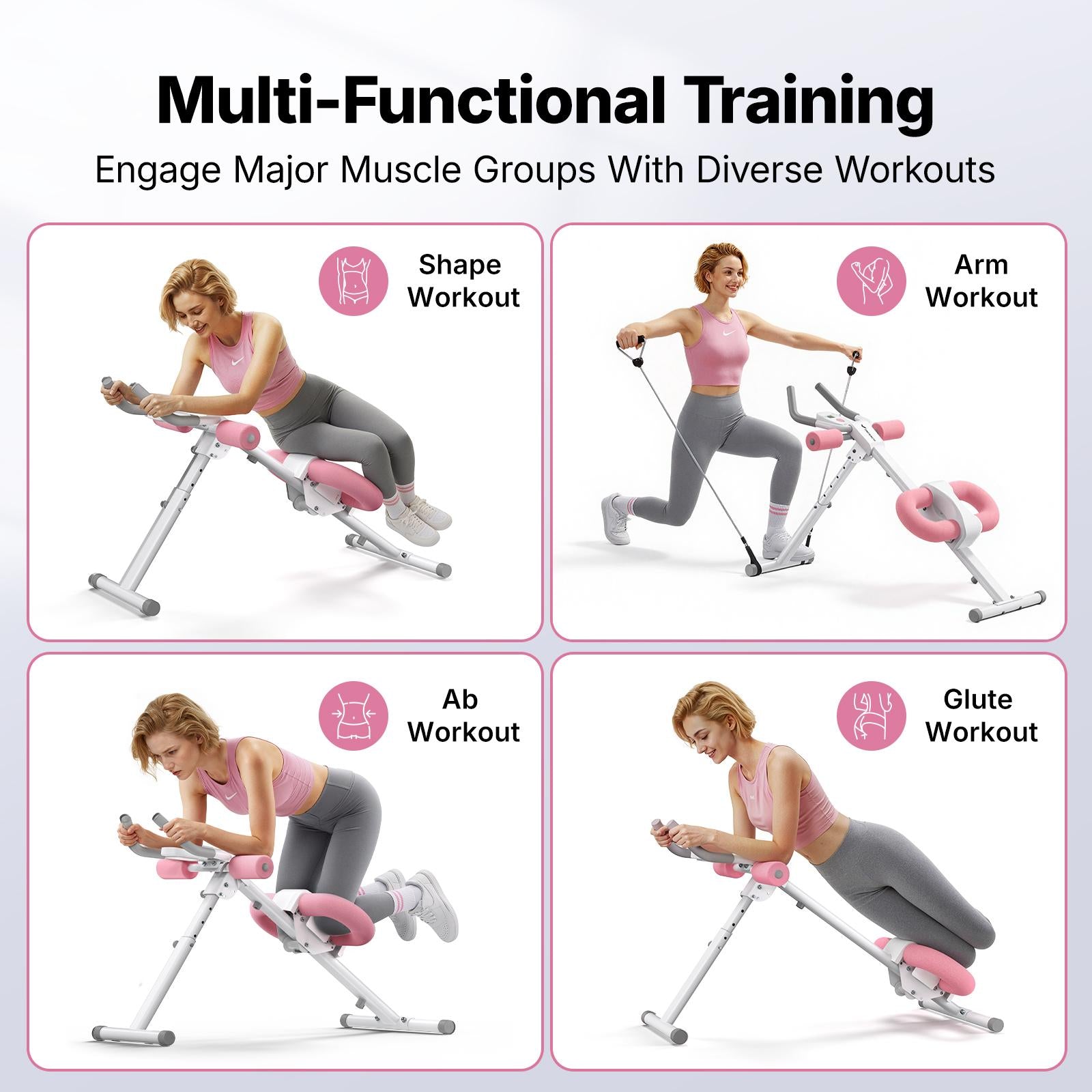 Foldable Ab Trainer with LCD Monitor, 10-Level Resistance
