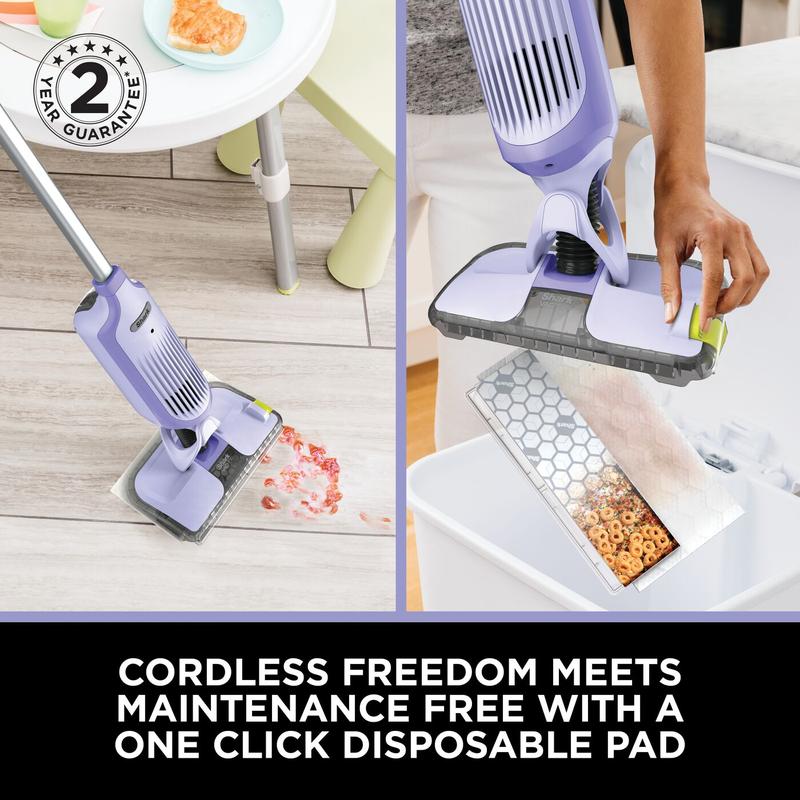 2-in-1 Cordless Hard Floor Vacuum and Spray Mop | Quick and Lightweight | Wipes Away Messes | with 6x Disposable Pad Refills and Multi-Surface Floor Cleaner