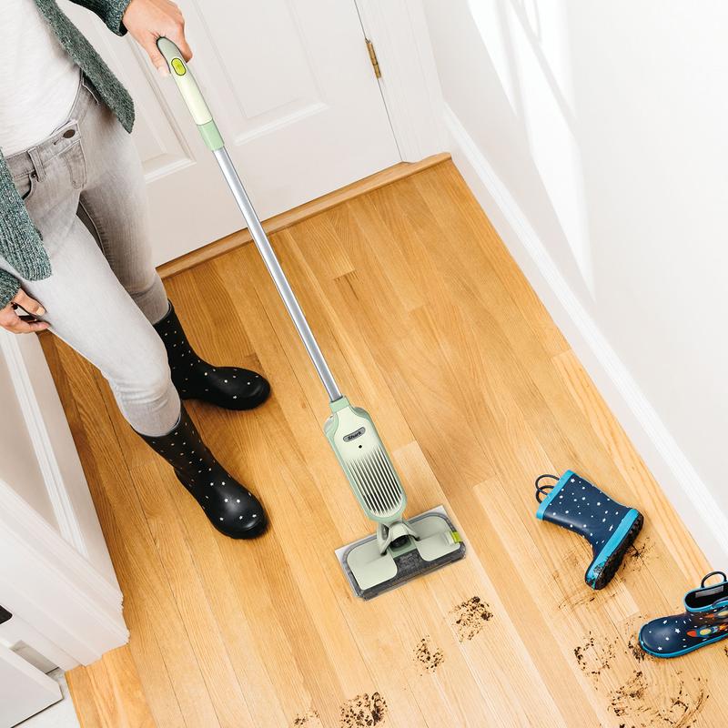 2-in-1 Cordless Hard Floor Vacuum and Spray Mop | Quick and Lightweight | Wipes Away Messes | with 6x Disposable Pad Refills and Multi-Surface Floor Cleaner