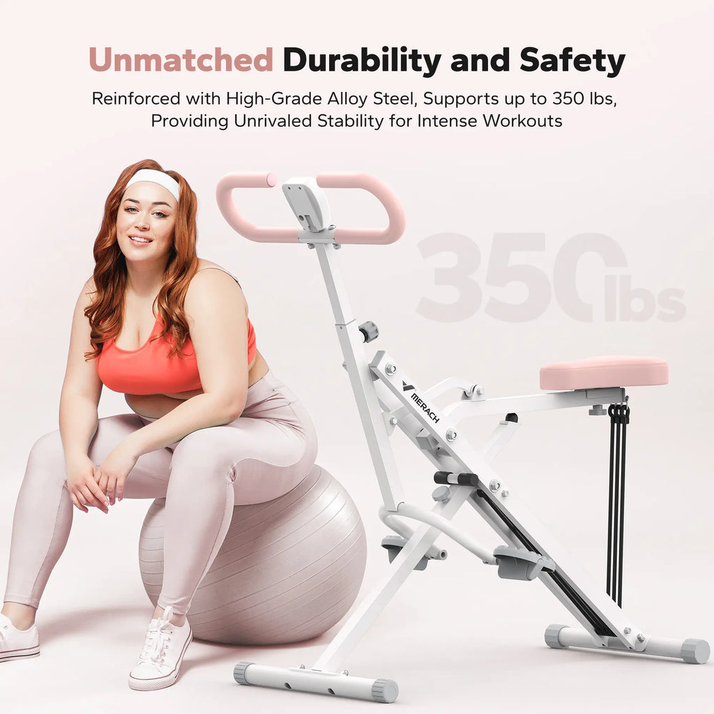 350LBS Capacity 2-in-1 Squat Rowing Machine With LCD Monitor Home Fitness Gear