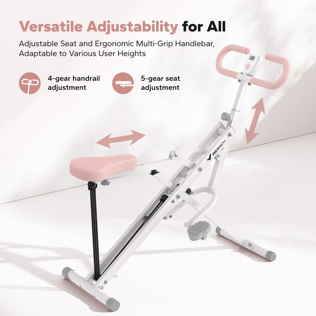 350LBS Capacity 2-in-1 Squat Rowing Machine With LCD Monitor Home Fitness Gear
