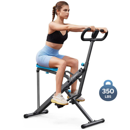 350LBS Capacity 2-in-1 Squat Rowing Machine With LCD Monitor Home Fitness Gear