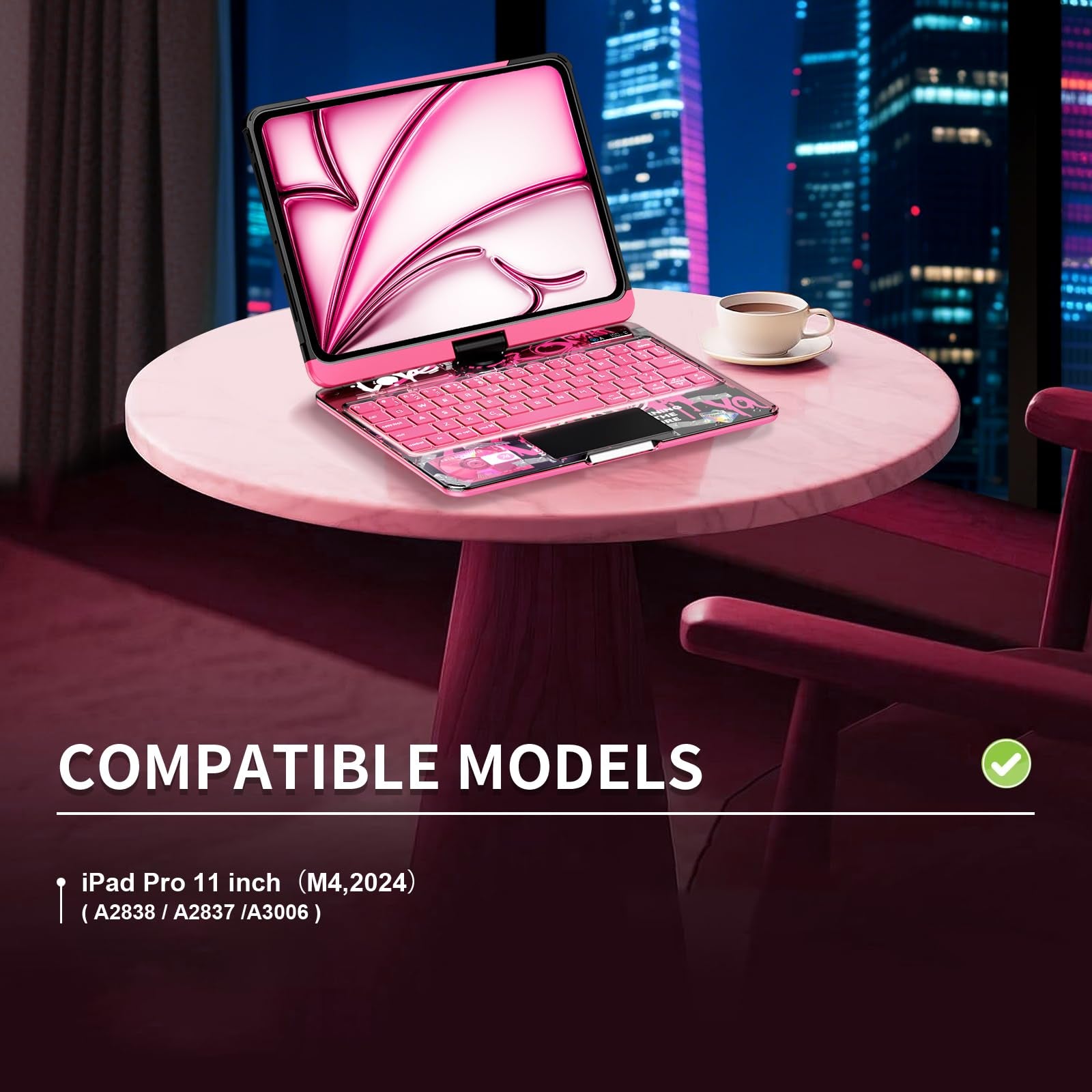 Pink 360° Transparent iPad Keyboard Case