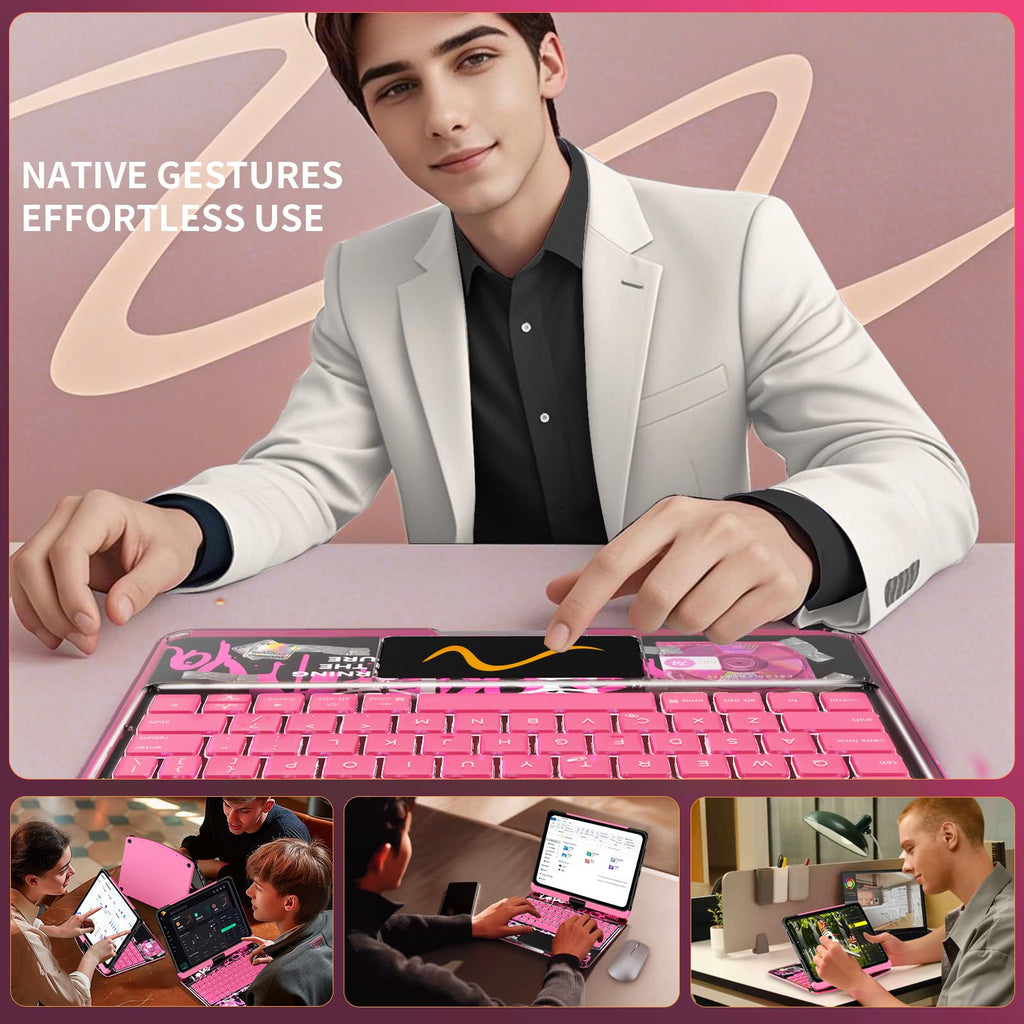 Pink 360° Transparent iPad Keyboard Case