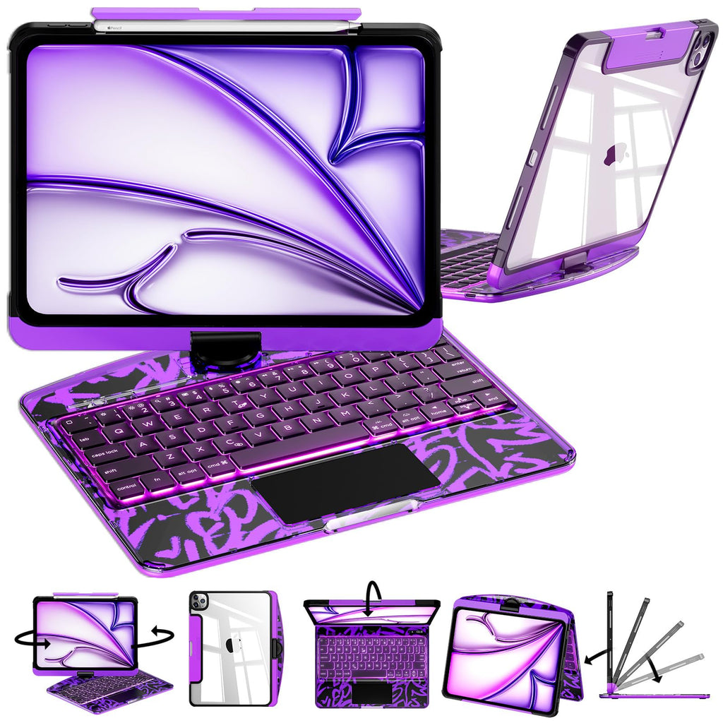 Pink 360° Transparent iPad Keyboard Case