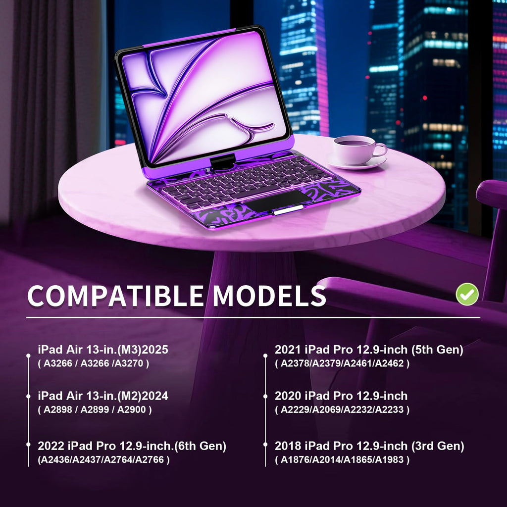 Purple 360° Transparent iPad Keyboard Case
