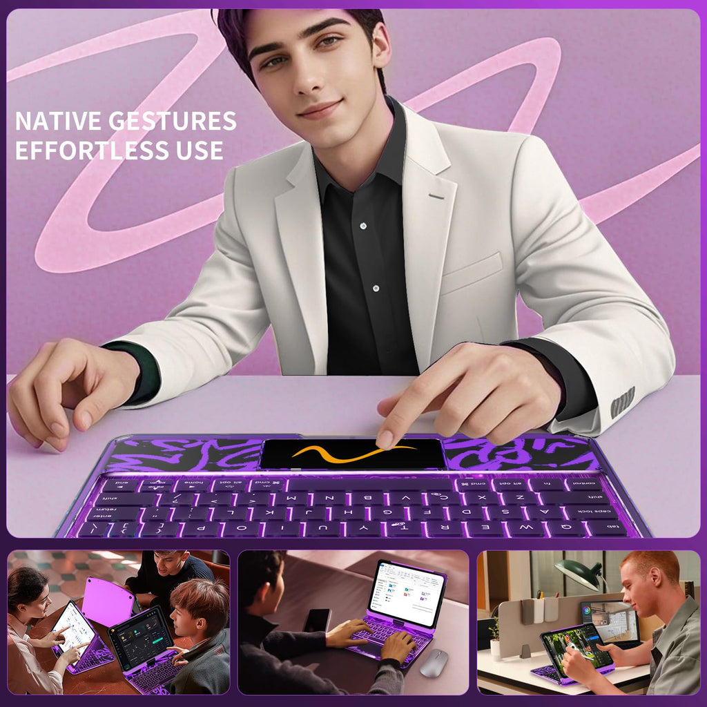 Purple 360° Transparent iPad Keyboard Case