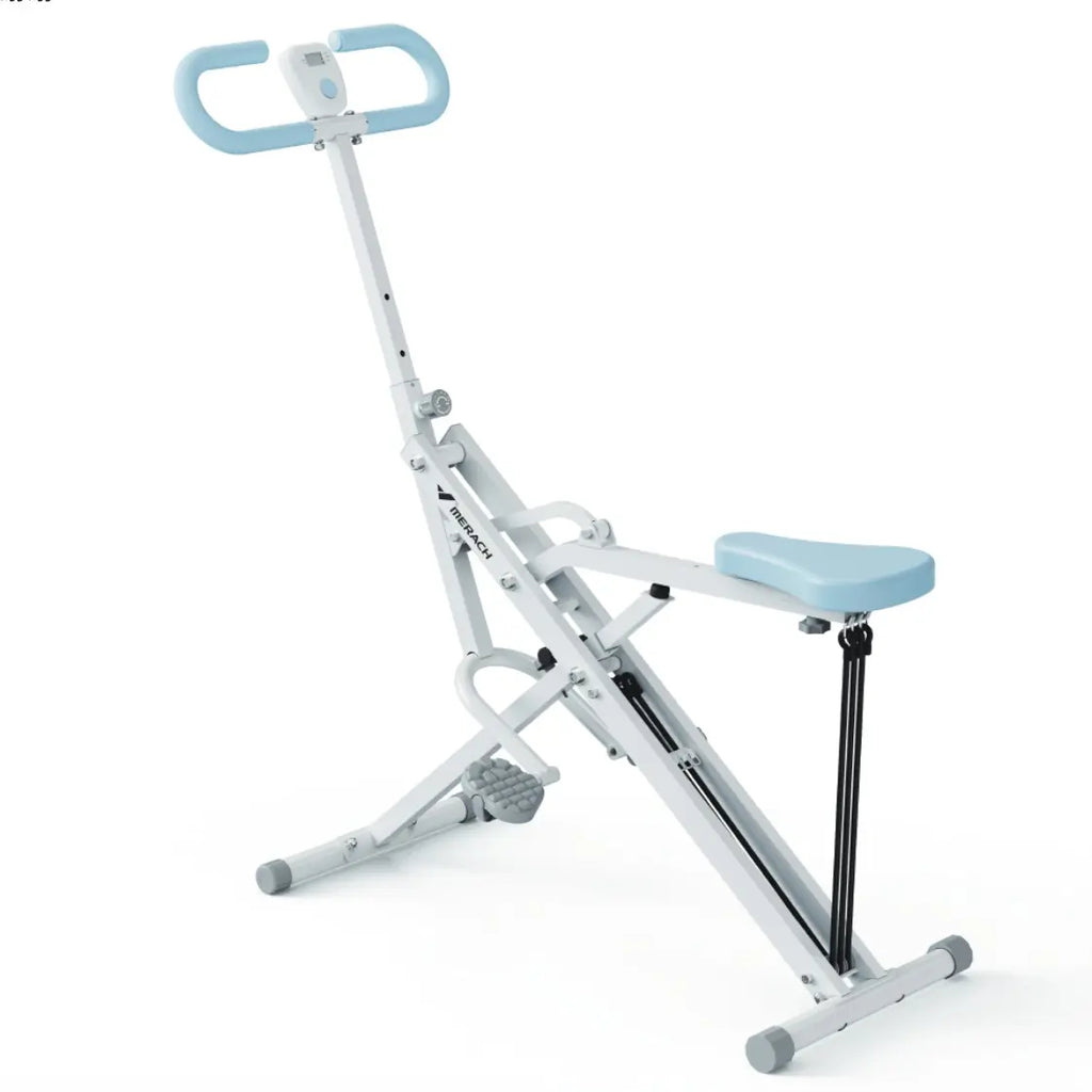 350LBS Capacity 2-in-1 Squat Rowing Machine With LCD Monitor Home Fitness Gear