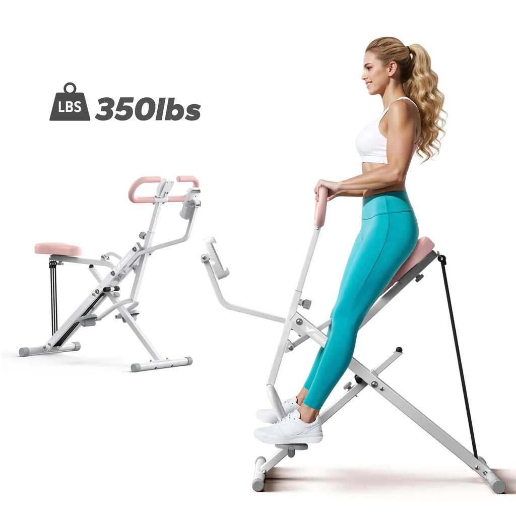350LBS Capacity 2-in-1 Squat Rowing Machine With LCD Monitor Home Fitness Gear