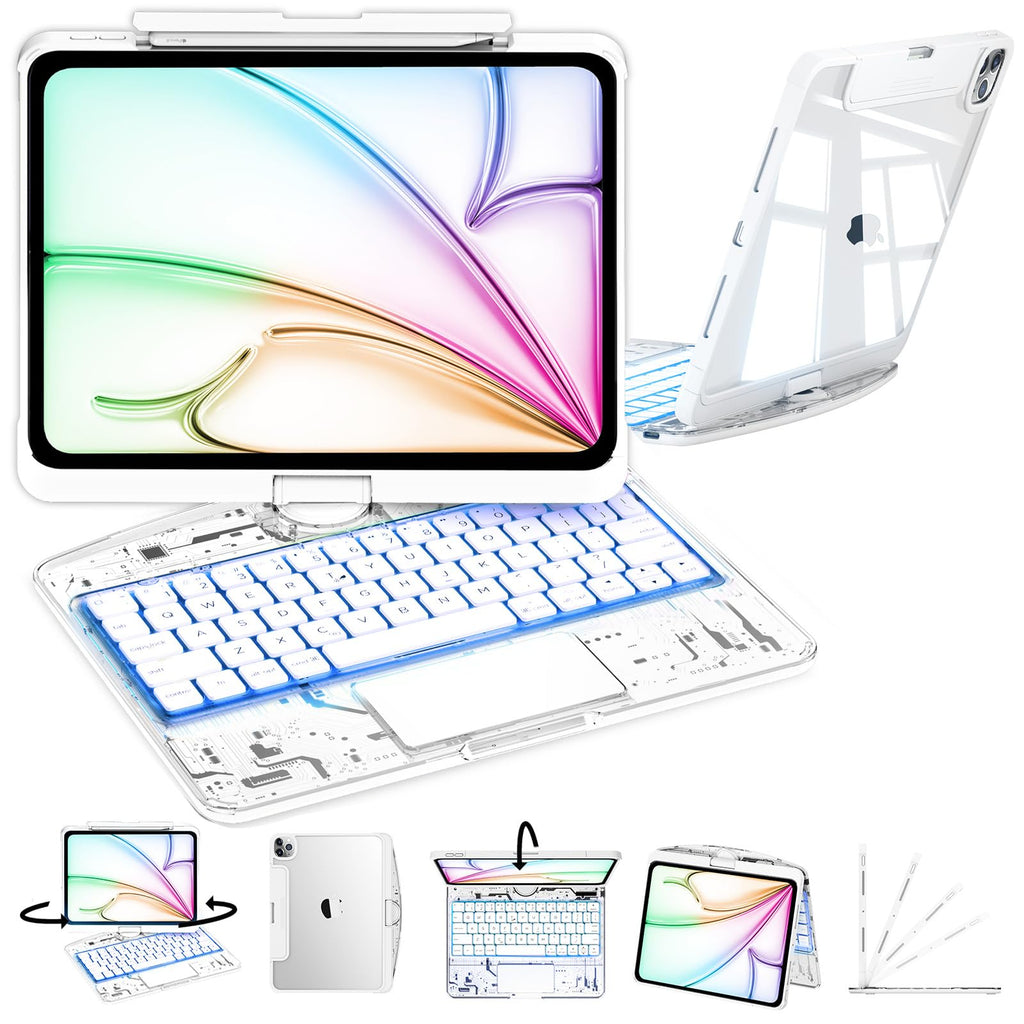 Pink 360° Transparent iPad Keyboard Case