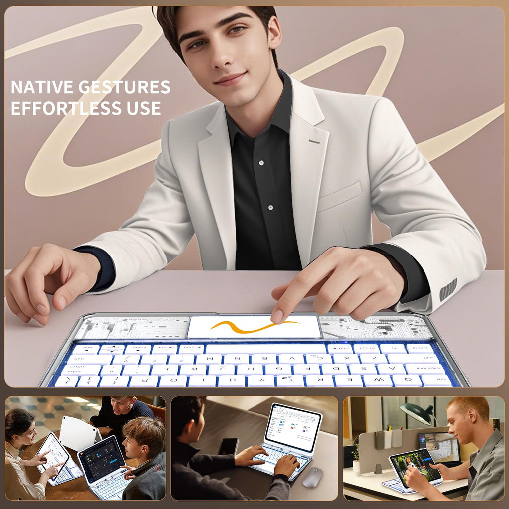 White 360° Transparent iPad Keyboard Case